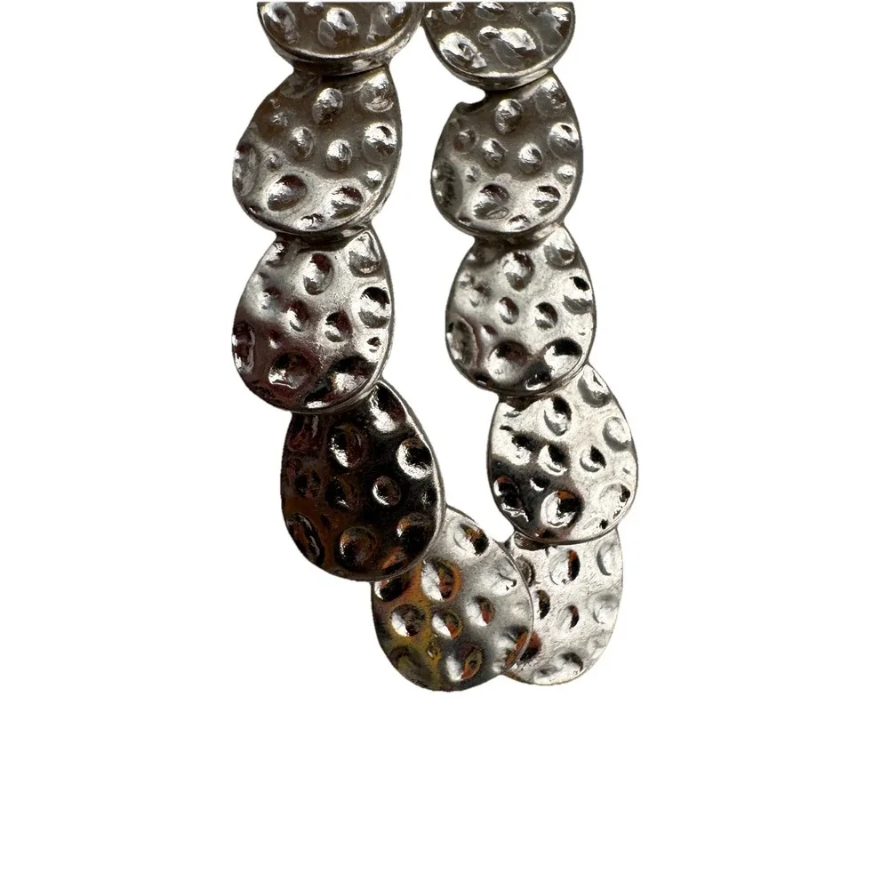 HAMMERED‎ SILVER CRYSTAL WATERFALL DANGLE CURTAIN EARRINGS POST 2